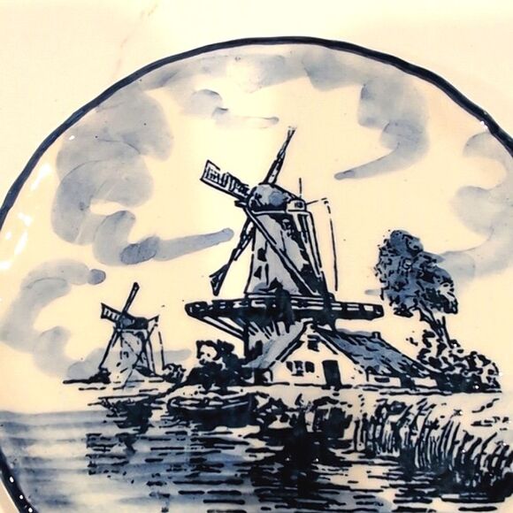 Vintage Delft Blue Hand Painted Windmill Plate Dish Made in Holland - Picture 5 of 7